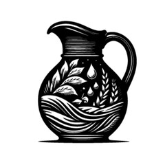 Handmade Earthen Jug 34 Vector Illustration