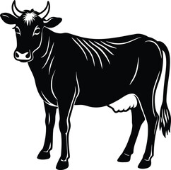 Cow Silhouette Vector Small Tail.