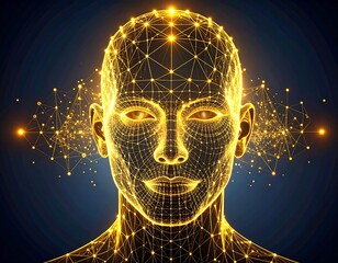 Digital human head, wireframe style