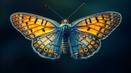Vibrant and Delicate Butterfly in Shadowy Light