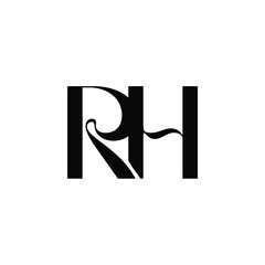 RH monogram logo design letter text name symbol monochrome logotype alphabet character simple logo