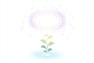 Magical Growth of a Young Plant Surrounded by Sparkling Lights