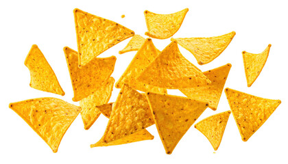 flying on air dynamic tortilla chips isolated PNG