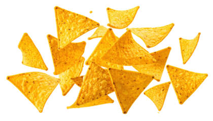 flying on air dynamic tortilla chips isolated PNG