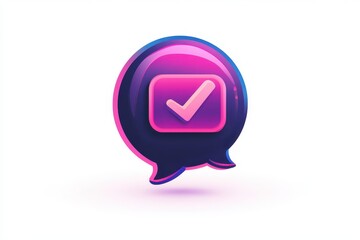 Modern Checkmark Inside Speech Bubble Icon Graphic Design Element