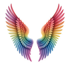 Obraz premium Colorful rainbow angel wings isolated on transparent background