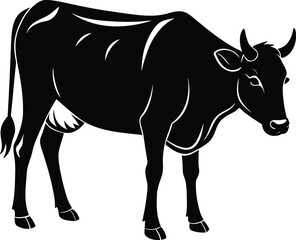 Grazing Cow Silhouette Vector Art.