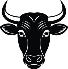 Horned Cow Front Facing Silhouette.