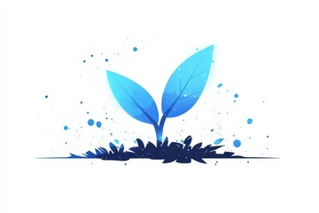 New Leaf Growth in Vibrant Blue Color with Delicate Splashes