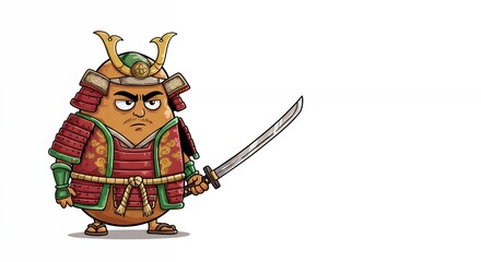 Potato samurai cartoon illustration