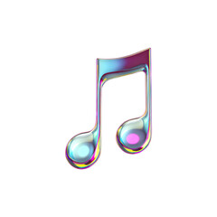 Colorful 3D Music Note Icon. Symbolizes Creativity And Digital Music Platforms Isolated On Transparent Background