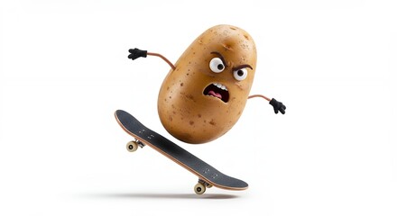 Potato skateboarding cartoon image