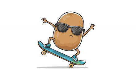 Potato skateboarding illustration