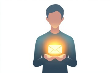 Person Holding Glowing Envelope Symbolizing Message Delivery Concept