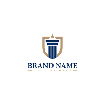 Law Firm logo, column and shield justice logo