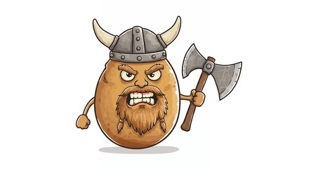 Potato viking warrior illustration