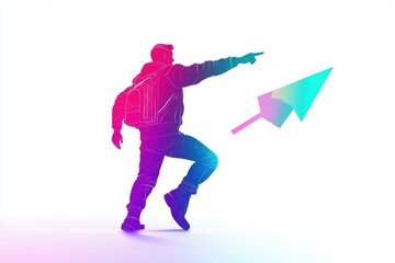 Person Pointing Towards Digital Cursor in Futuristic Design