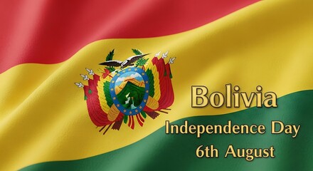 A vibrant Bolivian banner commemorates Independence Day on August 6th, a national celebration of patriotism and heritage.