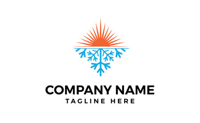 Flat design hvac sun and snow logo template