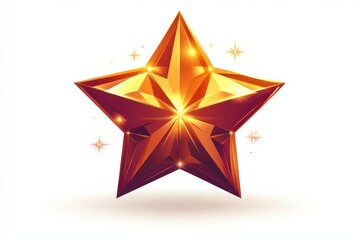 Shiny Orange Star with Glowing Effects and Sparkle Accents