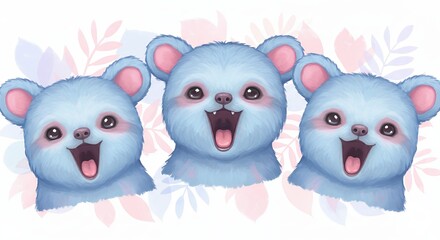 Three cute baby bears illustration