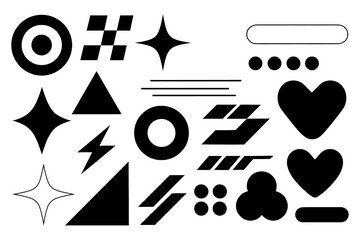 Bold geometric shapes and abstract graphic symbols in modern style, Transparent Background