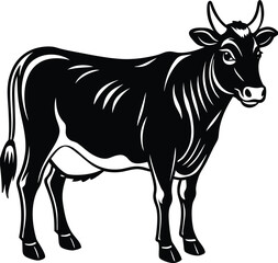 Minimalist Cow Silhouette White Background.