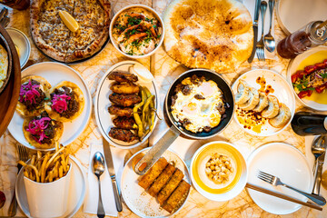 Mezze style. Middle Eastern spread tasting experience