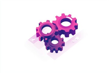Three Colorful Gears for Industry and Technology Background Use