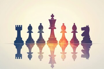 Strategically Placed Chess Pieces with Reflections on a Surface