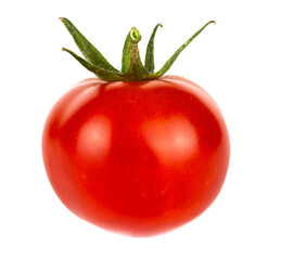 Red ripe tomato close-up isolated on a white background