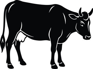 Side View Cow Silhouette Graphic.
