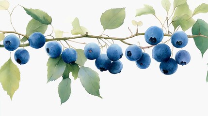 Blueberries: A watercolor illustration on a white background.