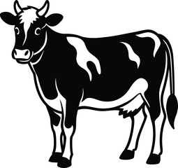 Simple Farm Cow Icon Silhouette.