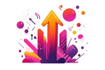 Vibrant Abstract Design with Arrows and Colorful Shapes