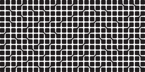 Square Metaball black and white Vector Background. Liquid morphing connected rounded squares template. Organic tech geometric backdrop.