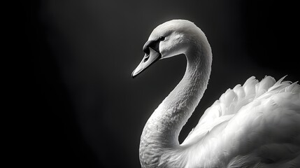 Fototapeta premium Majestic swan in elegant black and white portrait