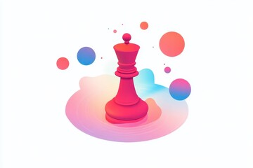 Vibrant Artistic Chess King Piece Surrounded by Colorful Elements