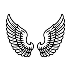 Obraz premium Ornate black angel wings isolated on transparent background