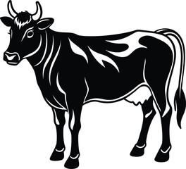 Standing Cow Line Art Icon.