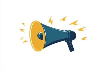 Vintage Style Megaphone with Sound Waves and Vibrant Colors