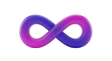 Abstract gradient infinity symbol in purple and blue hues representing eternity and endless possibilities isolated on transparent background