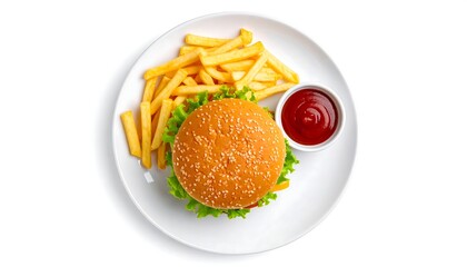 Burger and fries on a plate