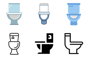 Modern toilet icon set for bathroom design, hygiene, and sanitary facilities concepts

