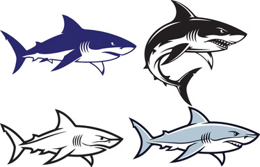Bold Shark Silhouette Logo Vector
