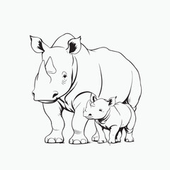 rhino cartoon coloring page