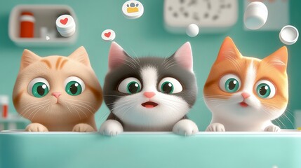 Obraz premium The cute cat nurse in a pet hospital banner.