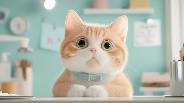 A banner of a cute cat nurse at a pet hospital.
