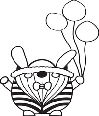 Cute Bunny Gnome with Balloons Vector Art - Easter Spring Design