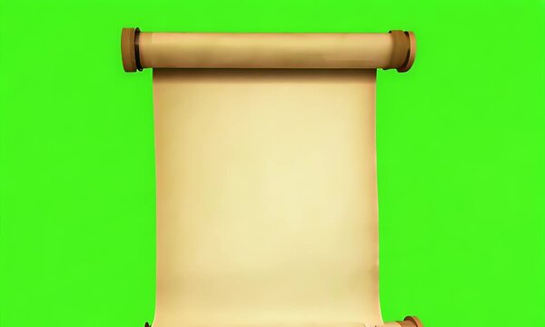 Ancient scroll rotating against green background